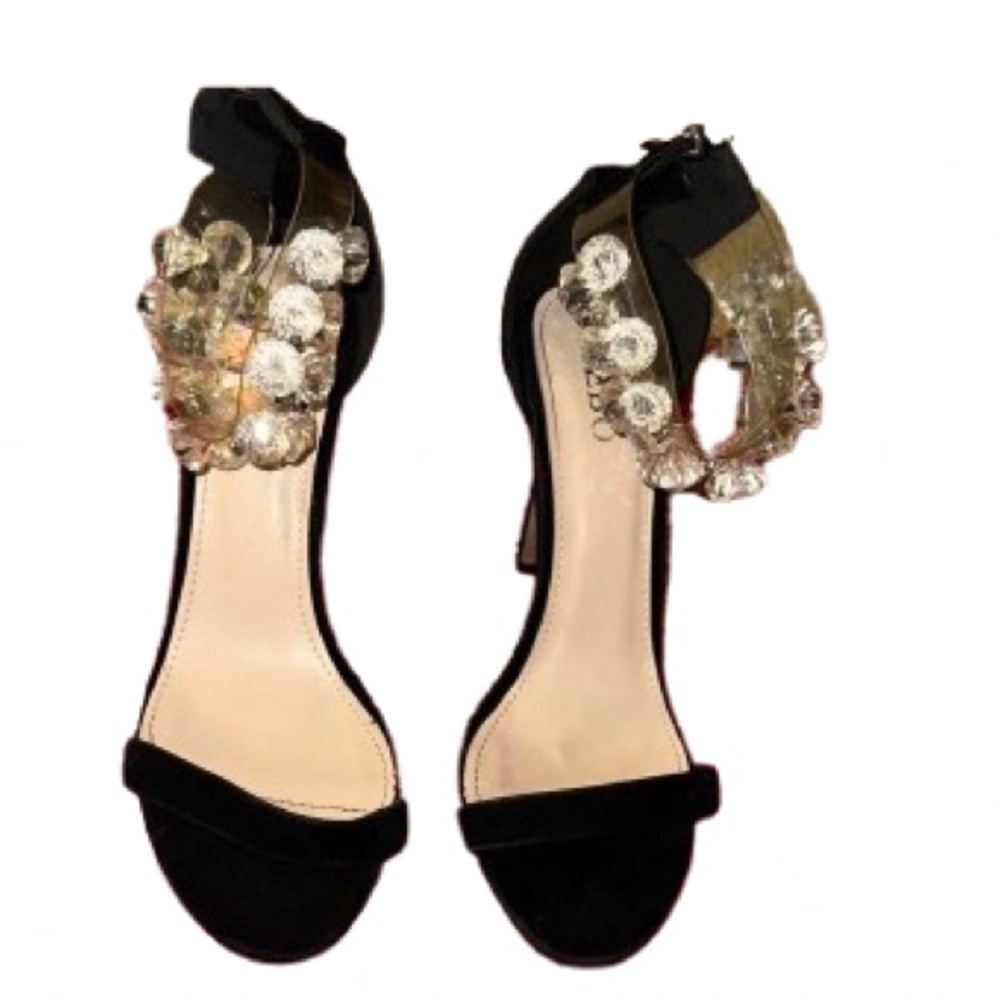 Elegant Black Embellished Women's Heels
